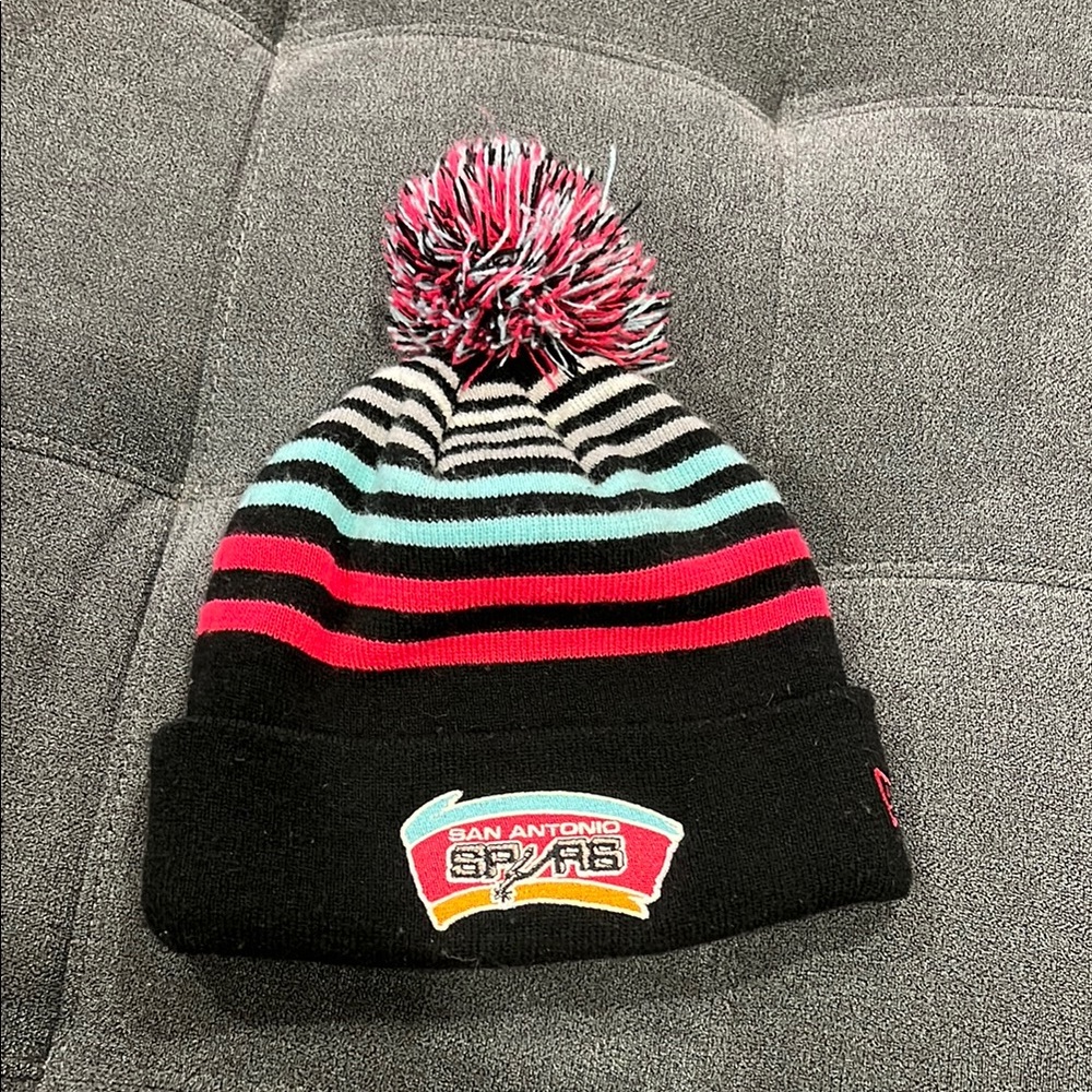 San Antonio Spurs Striped Pom Beanie